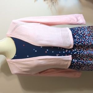 Loft 3/4 sleeve cotton cardigan, pink, size medium